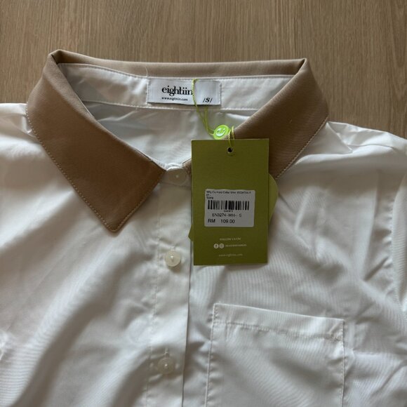 Eightiin Milly Contrast Collar Shirt | White Button Down Top | NWT | Size Small - Picture 6 of 8
